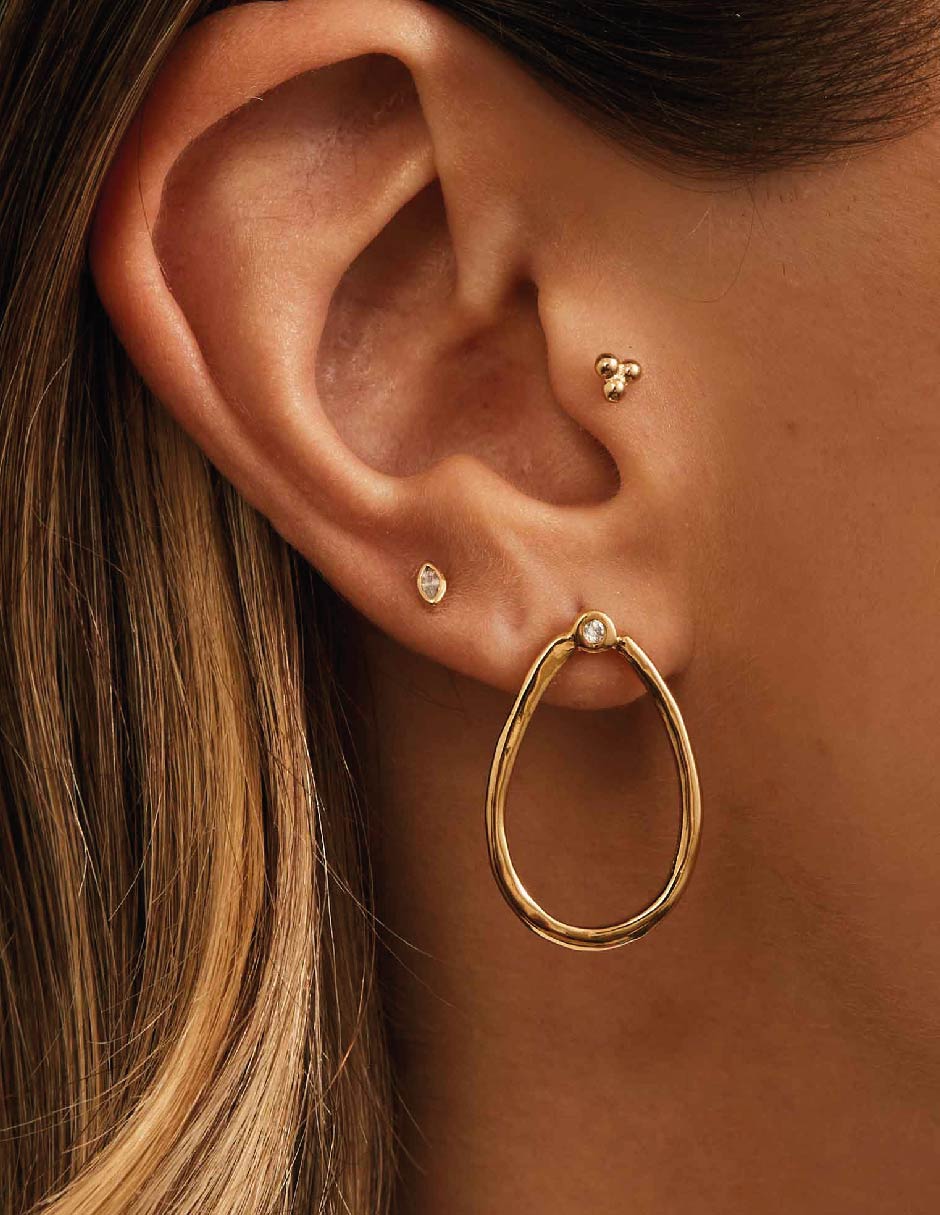Aretes de gota con acabado baño de oro 2
