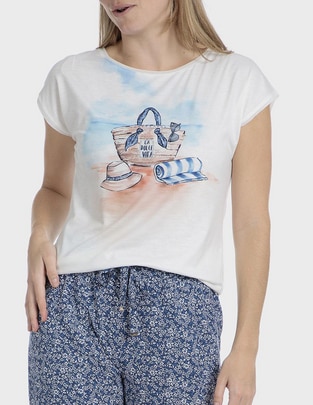 Playera manga corta cuello redondo para mujer