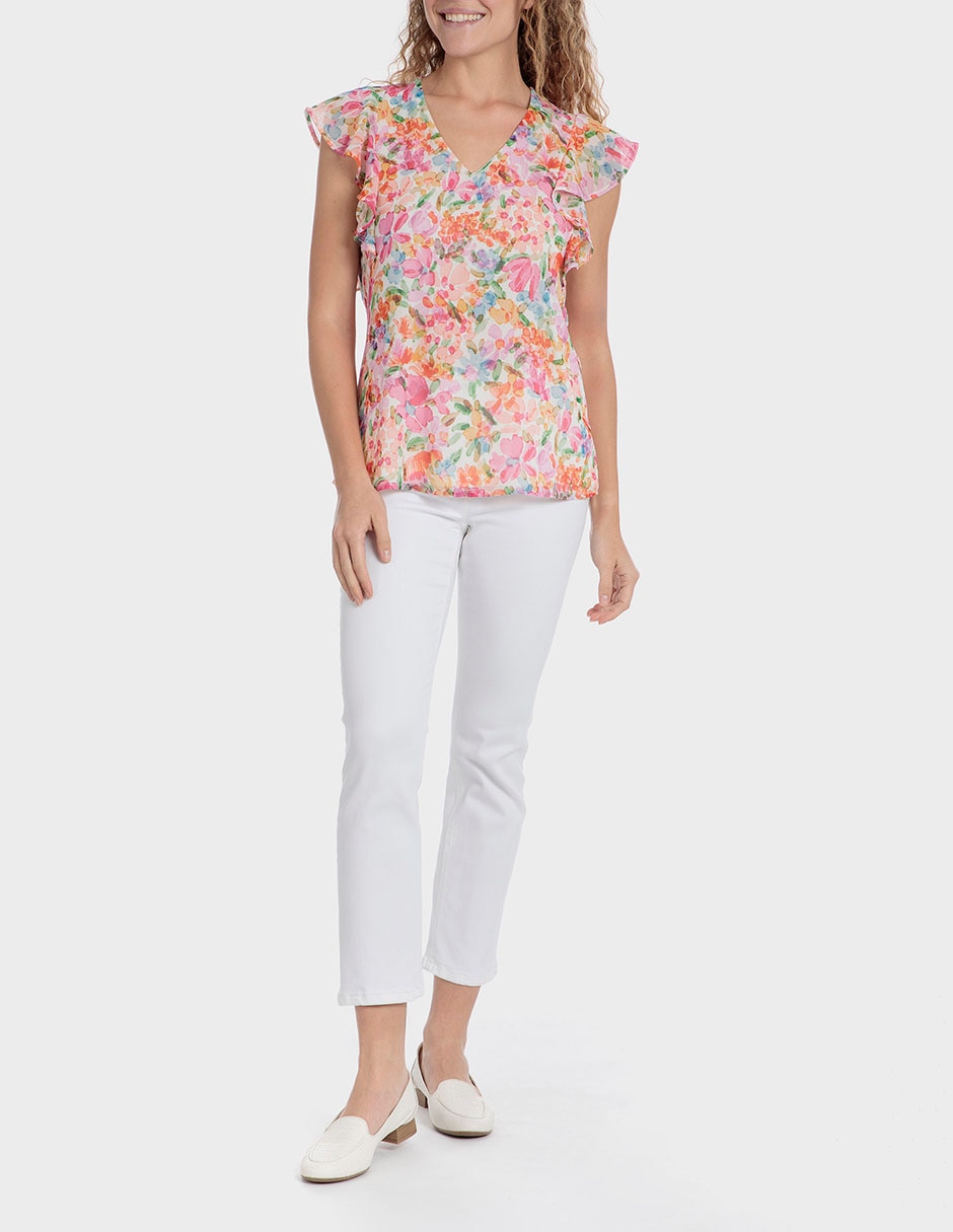 Blusa Punt Roma manga corta para mujer