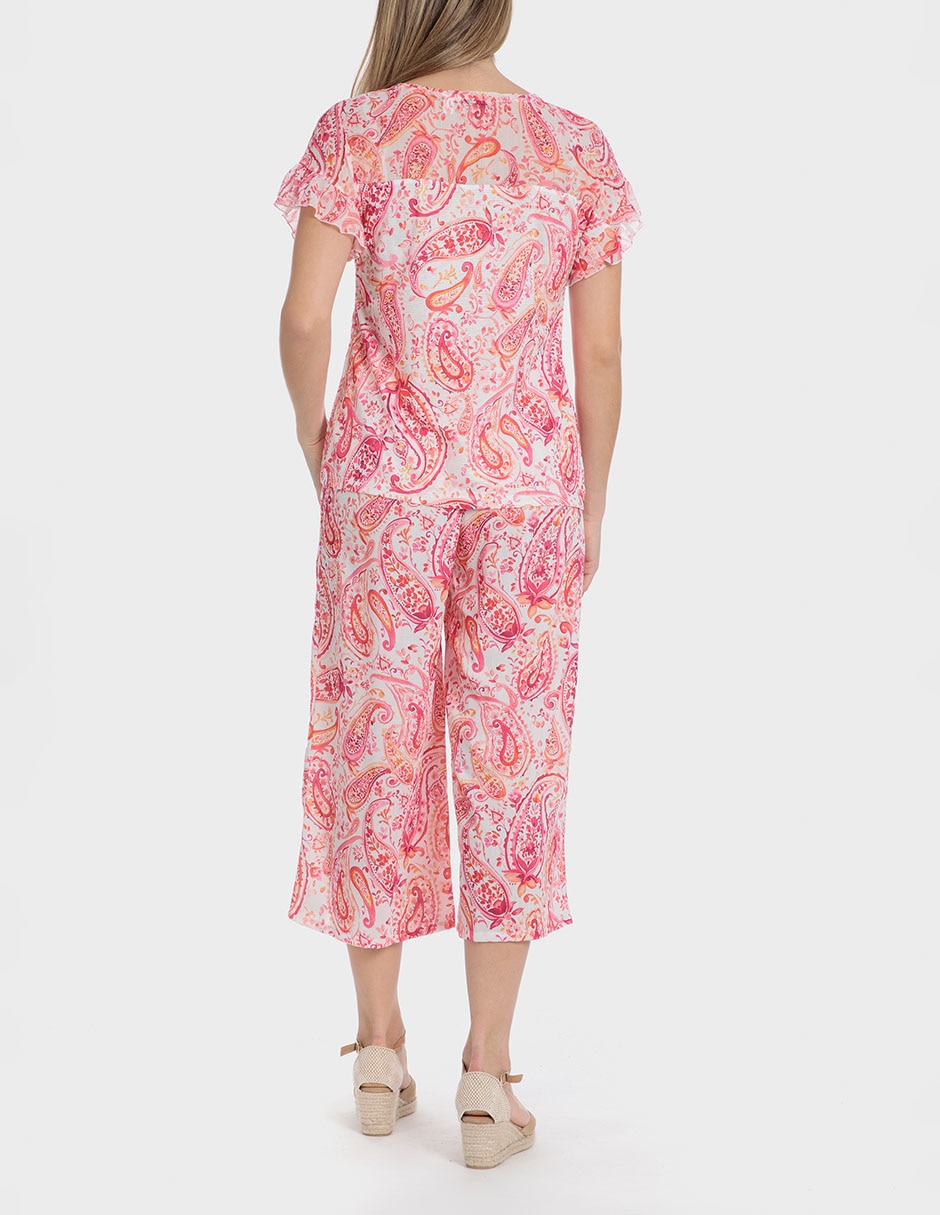Pantalón capri Punt Roma amplio para mujer