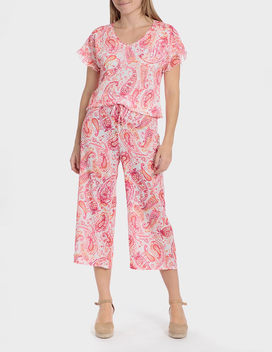 Pantalón capri Punt Roma amplio para mujer