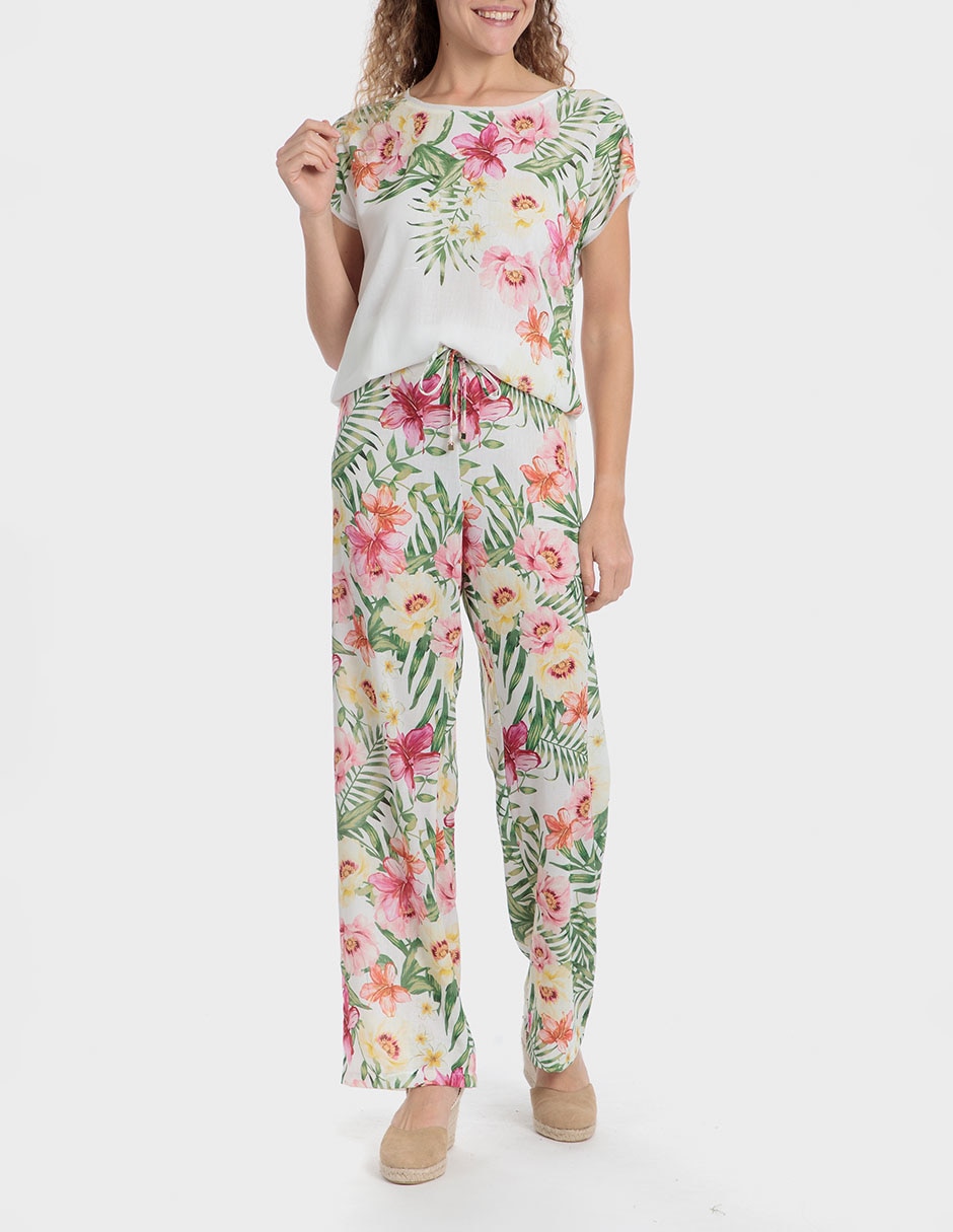 Pantalón pijamero Punt Roma straight para mujer
