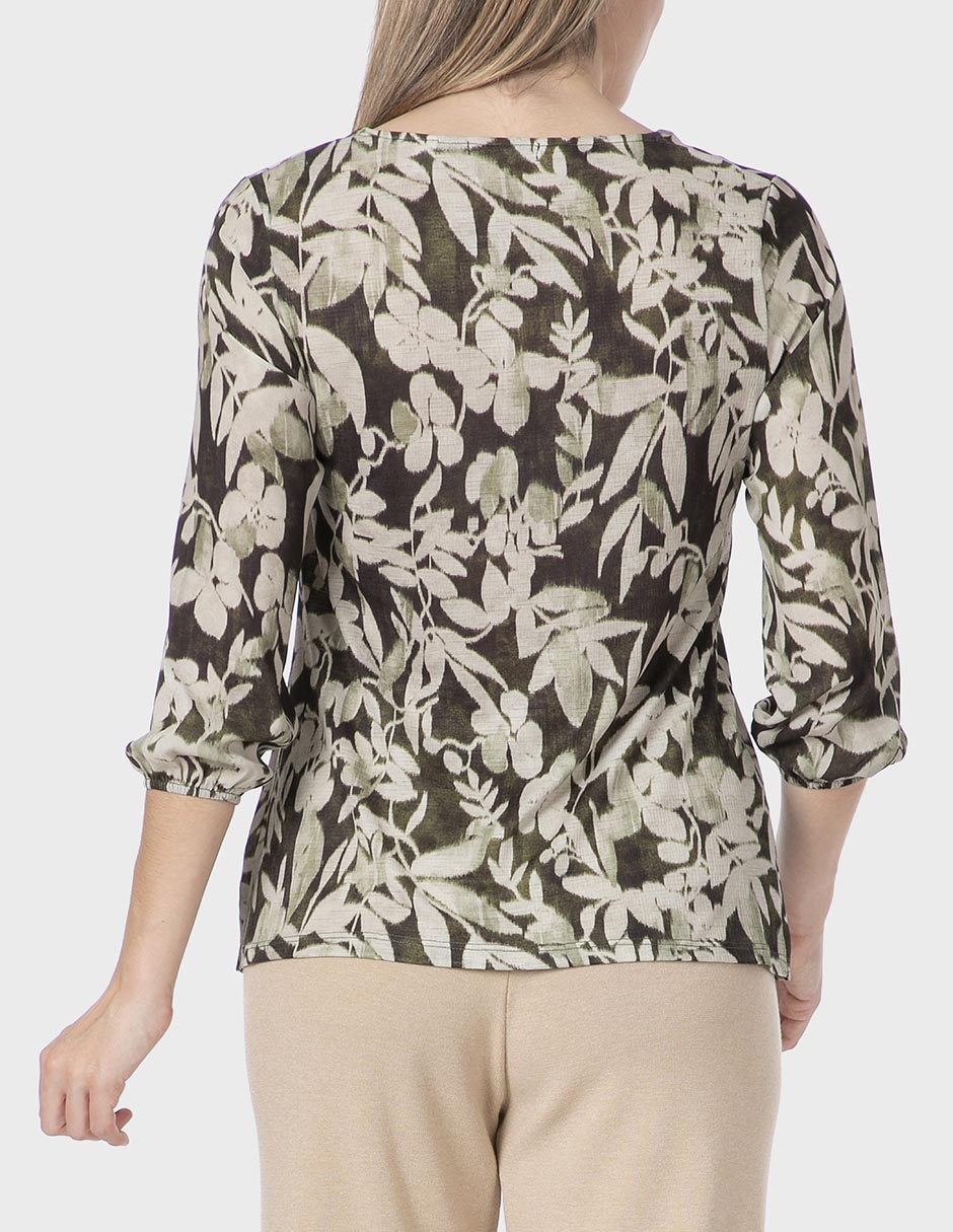 Playera manga 3/4 cuello redondo para mujer 2