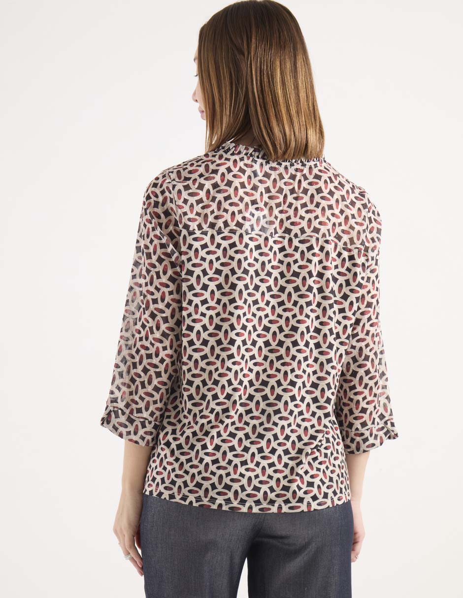 Playera manga al codo cuello henley para mujer 2