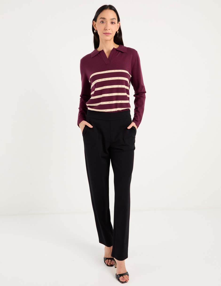 Suéter cuello camisero para mujer 7