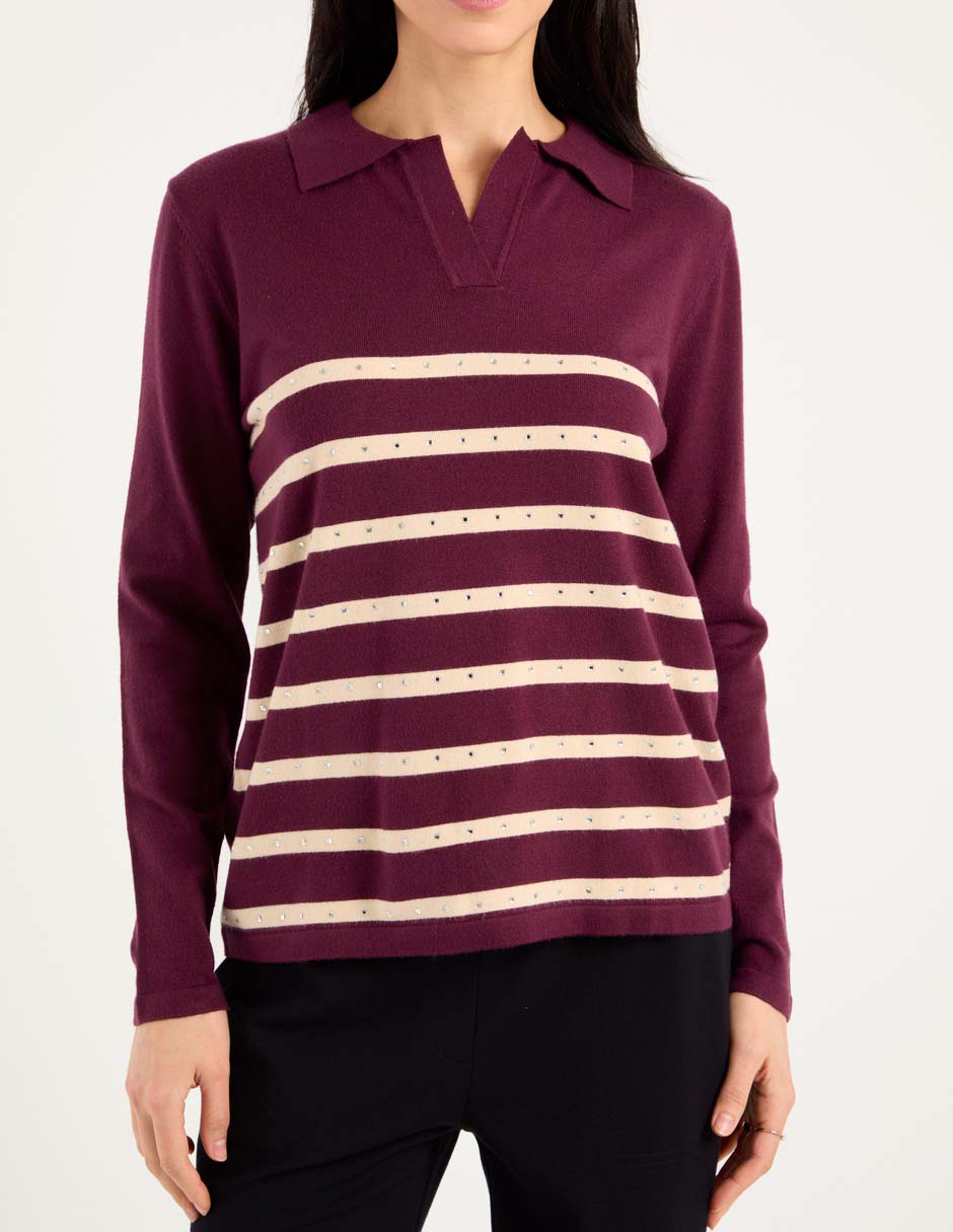 Suéter cuello camisero para mujer 9