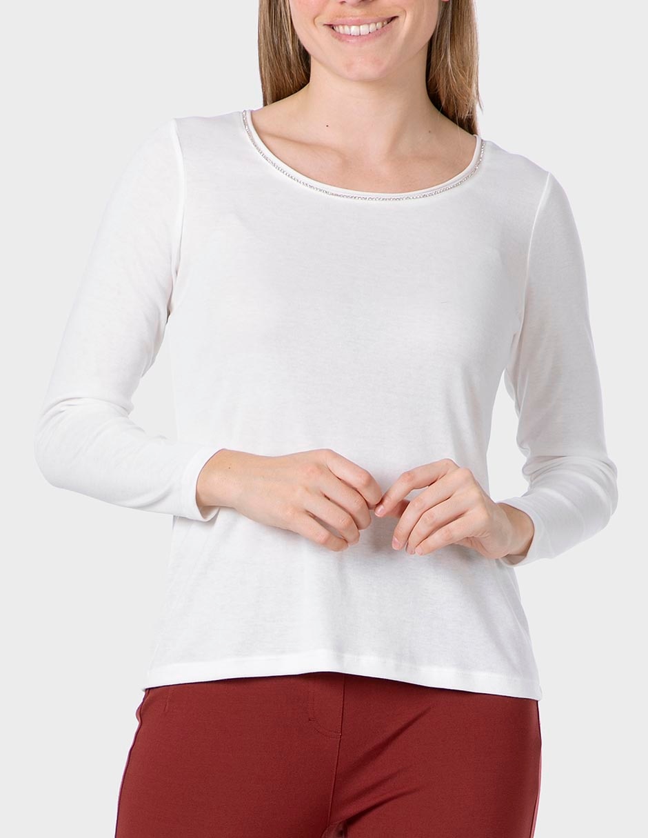 Playera manga larga Punt Roma cuello redondo para mujer Playera manga larga Punt Roma cuello redondo para mujer