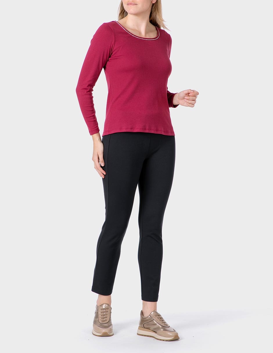 Playera manga larga cuello redondo para mujer 3