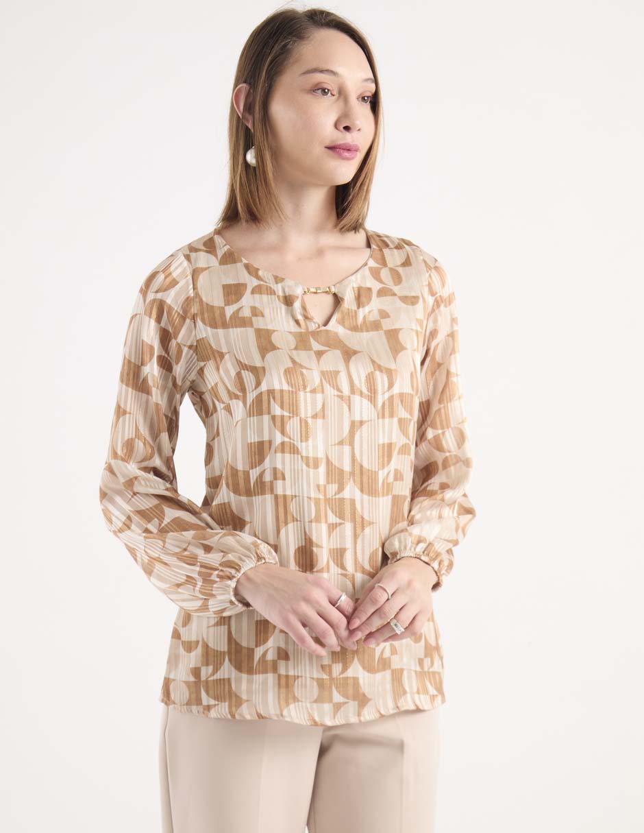 Playera manga larga Punt Roma cuello redondo para mujer