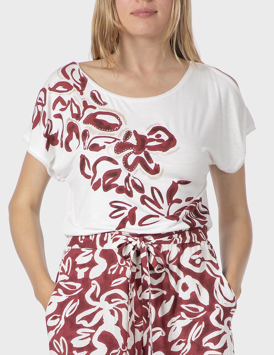 Playera manga corta cuello redondo para mujer