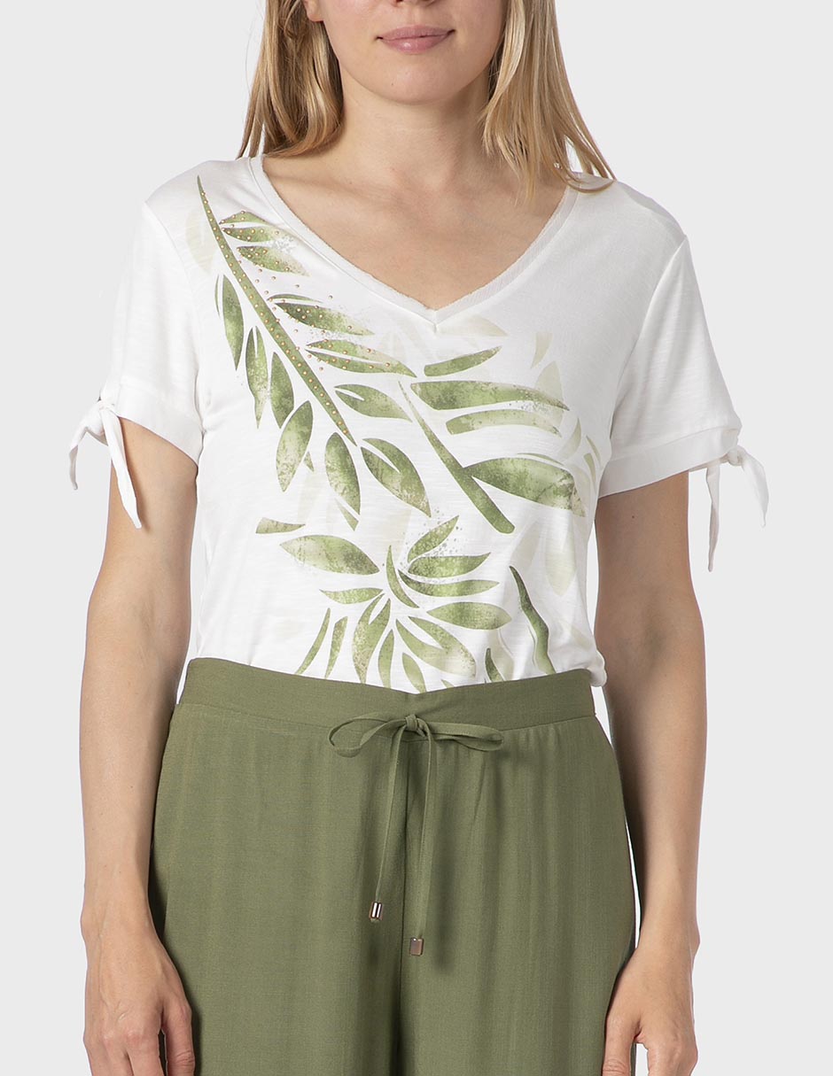 Playera manga corta cuello redondo para mujer