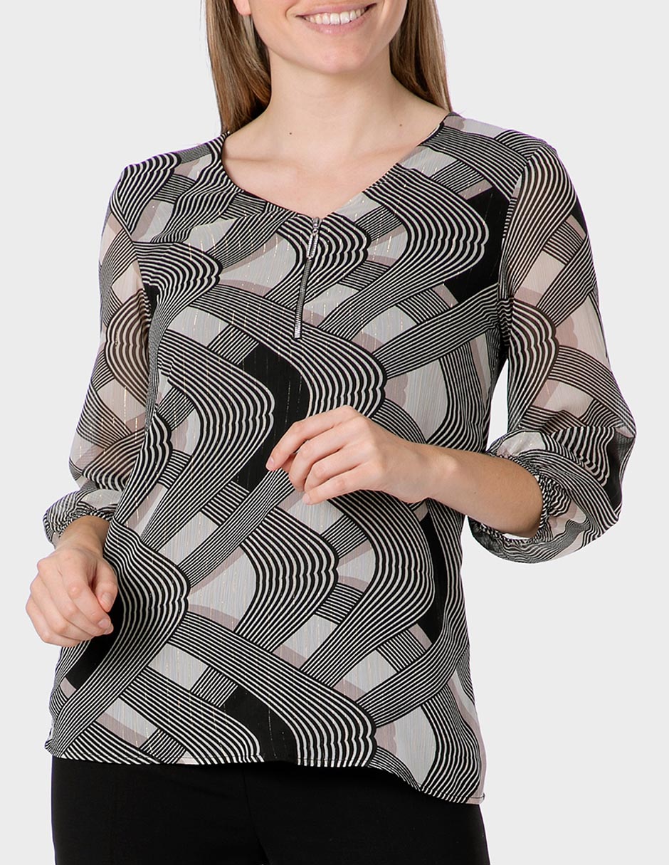 Playera manga 3/4 cuello v para mujer