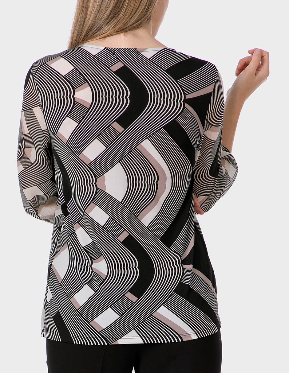 Playera manga 3/4 cuello v para mujer 2
