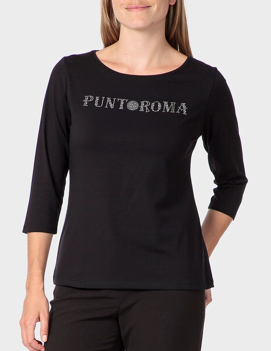 Playera manga 3/4 cuello redondo para mujer