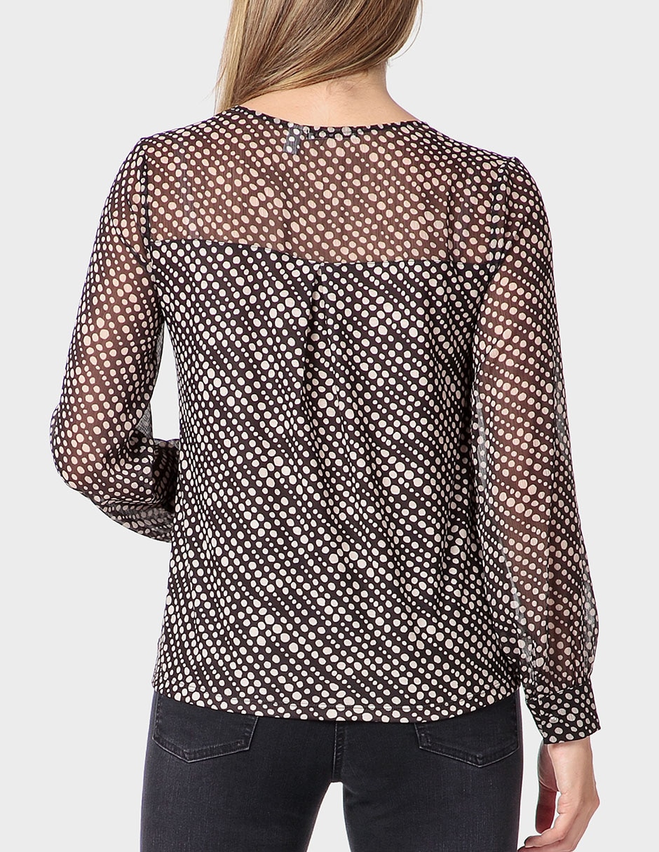 Playera manga larga Punt Roma cuello V para mujer