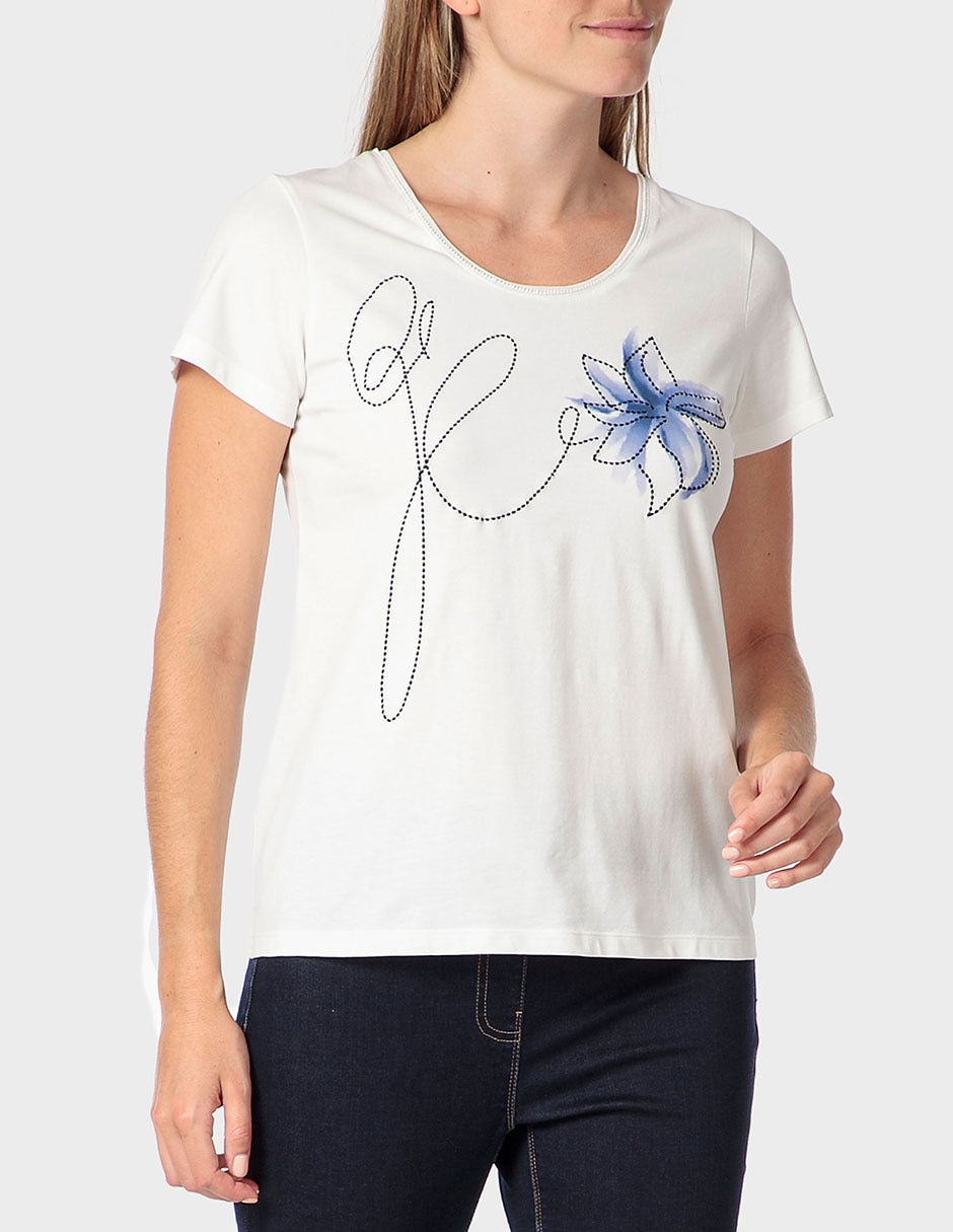 Playera manga corta Punt Roma cuello redondo para mujer