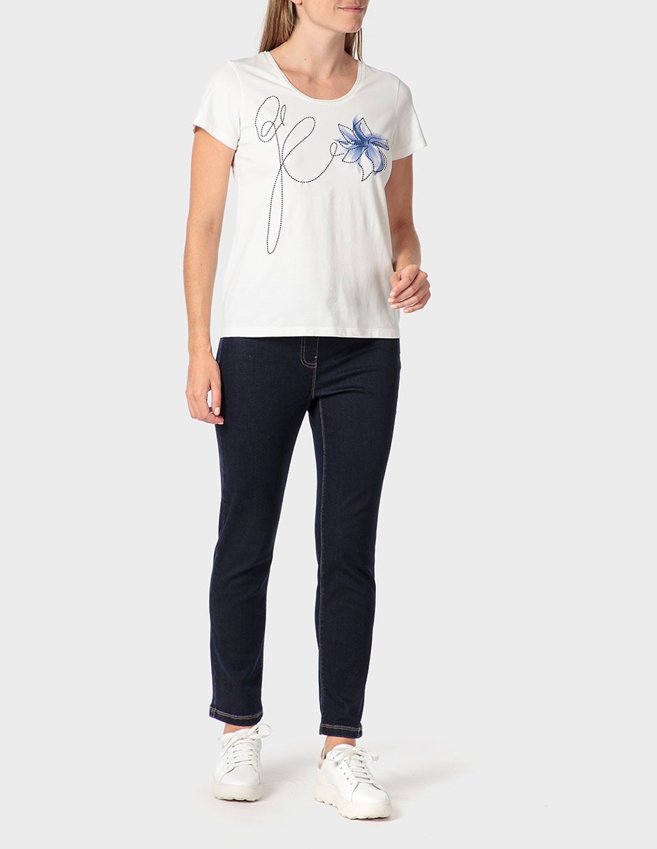 Playera manga corta Punt Roma cuello redondo para mujer