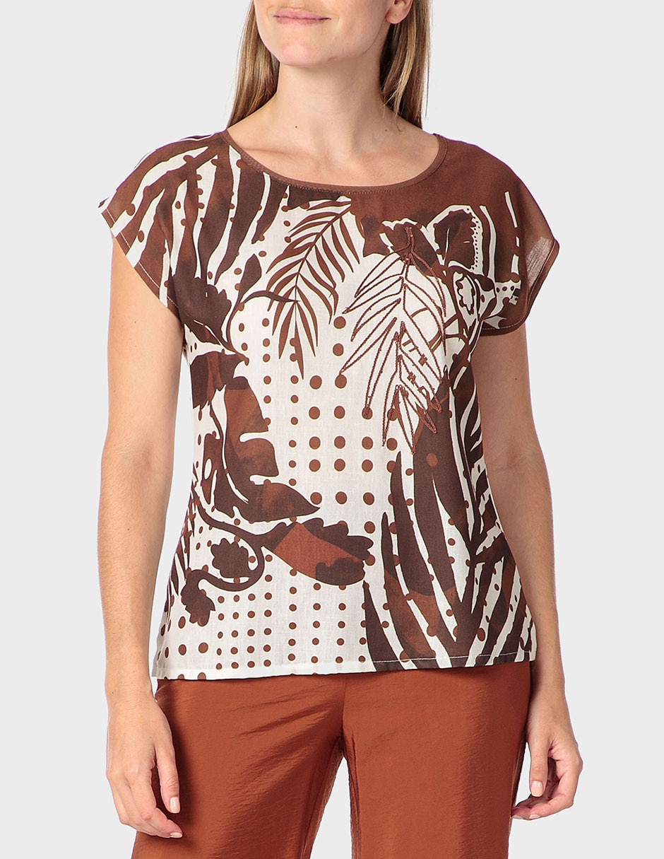 Playera manga corta Punt Roma cuello redondo para mujer