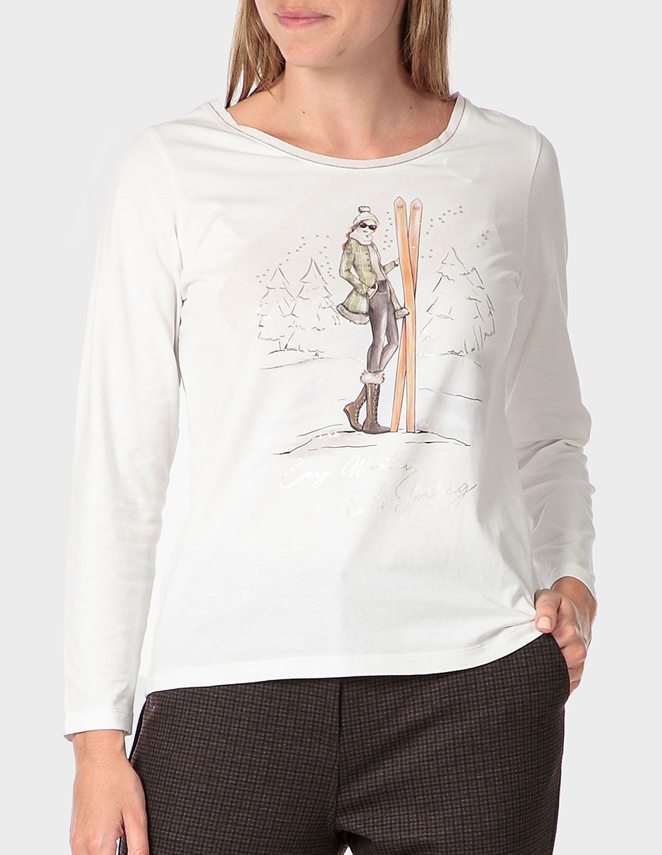 Playera manga larga cuello redondo para mujer Playera manga larga cuello redondo para mujer
