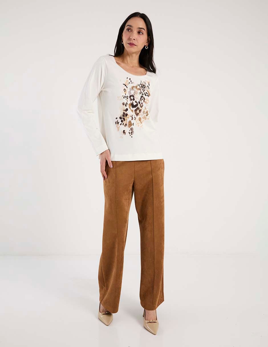 Playera manga larga Punt Roma cuello redondo para mujer