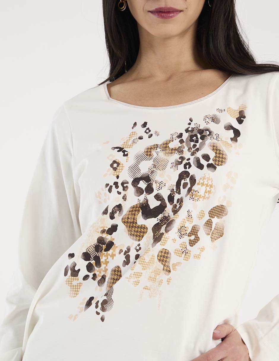 Playera manga larga Punt Roma cuello redondo para mujer