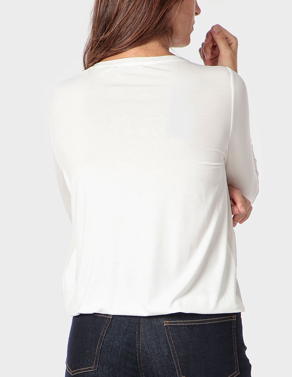 Playera manga larga Punt Roma cuello redondo para mujer