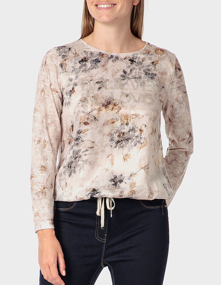 Playera manga larga cuello redondo para mujer Playera manga larga cuello redondo para mujer