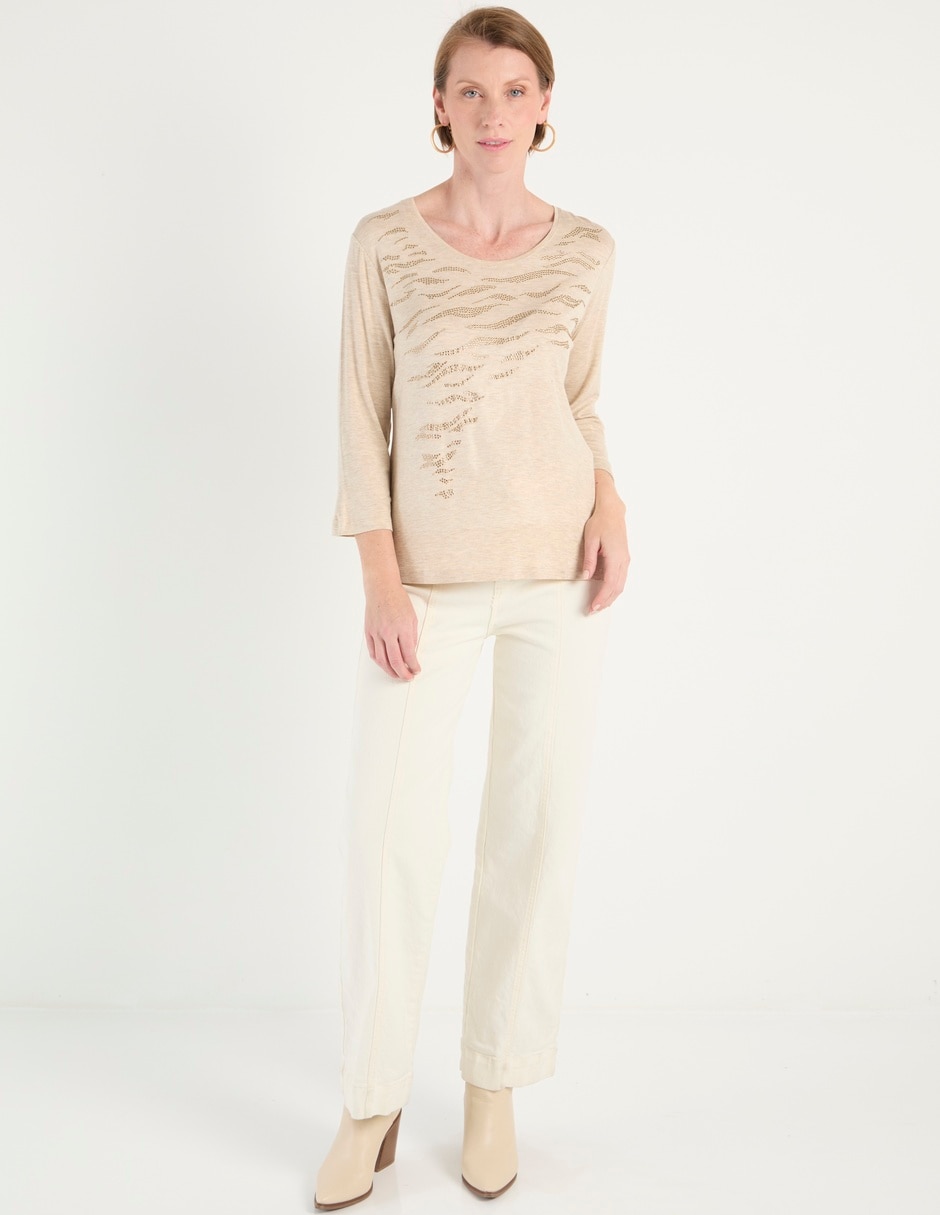 Playera manga 3/4 Punt Roma cuello redondo para mujer