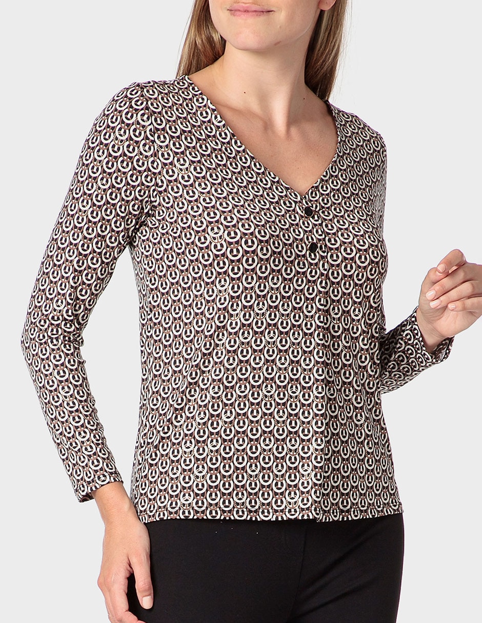Playera manga larga cuello v para mujer Playera manga larga cuello v para mujer