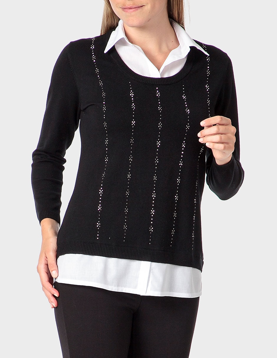 Suéter cuello ojal para mujer