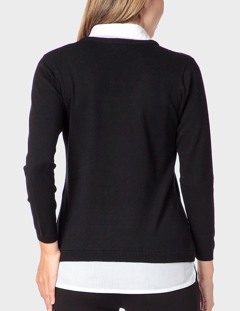 Suéter cuello ojal para mujer