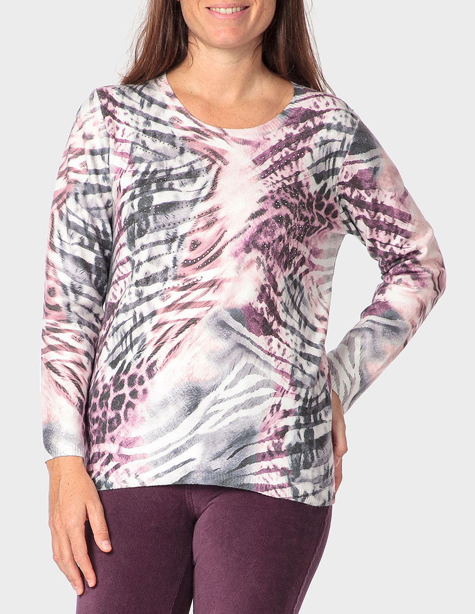 Suéter cuello ojal para mujer