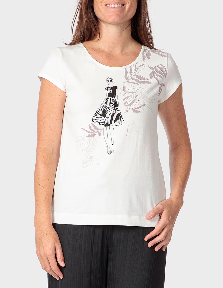 Playera manga corta cuello redondo mujer