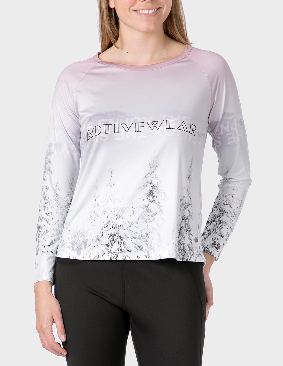 Playera manga larga cuello redondo para mujer 1
