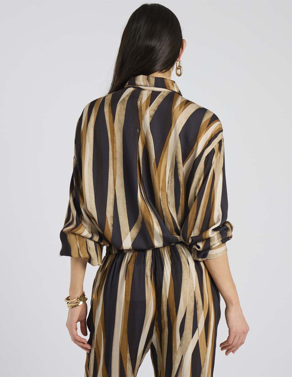 Blusa camisera Punt Roma manga larga para mujer