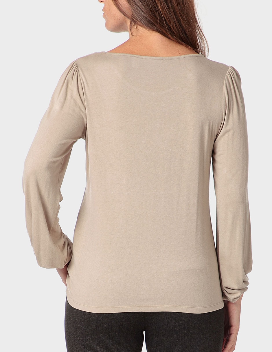 Playera manga larga Punt Roma cuello redondo para mujer