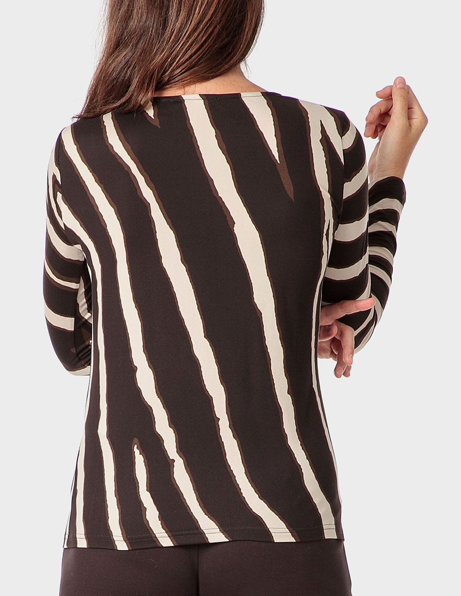 Playera manga larga cuello v mujer