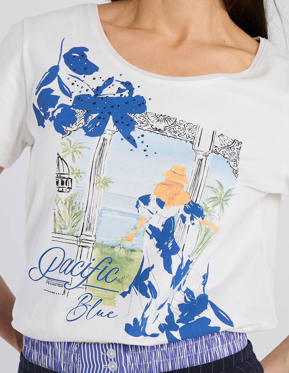 Playera manga corta Punt Roma cuello redondo para mujer
