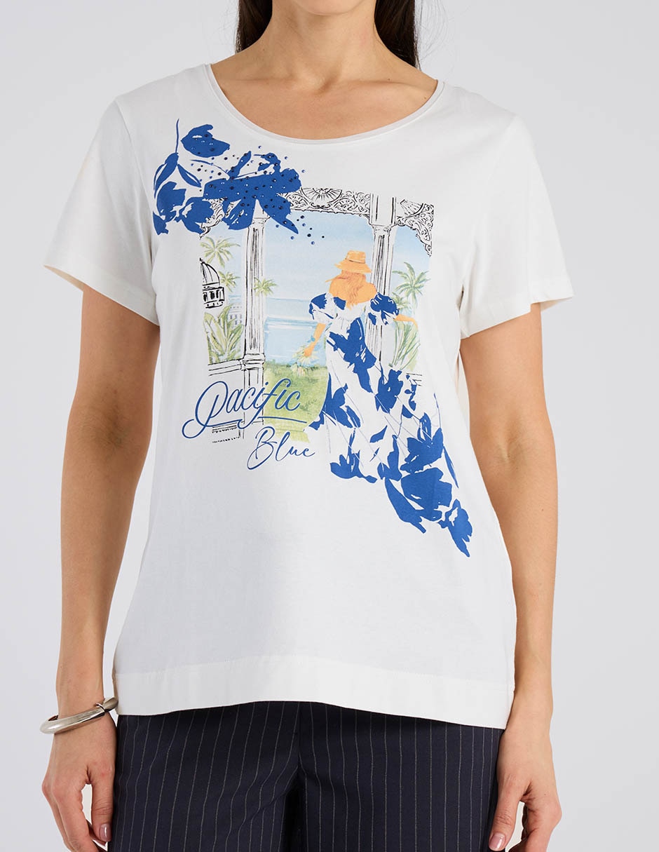 Playera manga corta Punt Roma cuello redondo para mujer