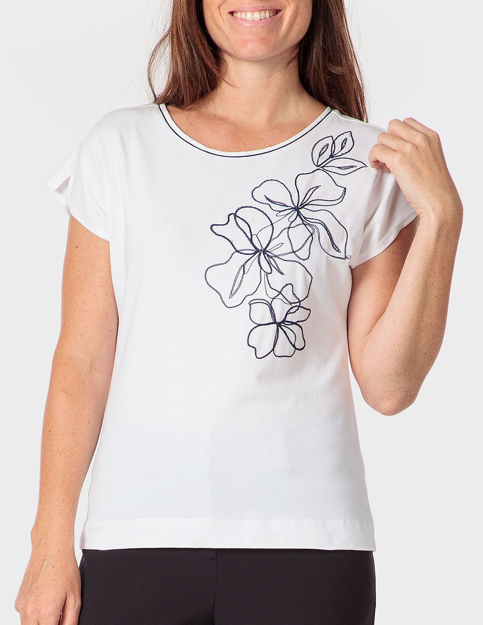 Playera manga corta cuello redondo para mujer 1