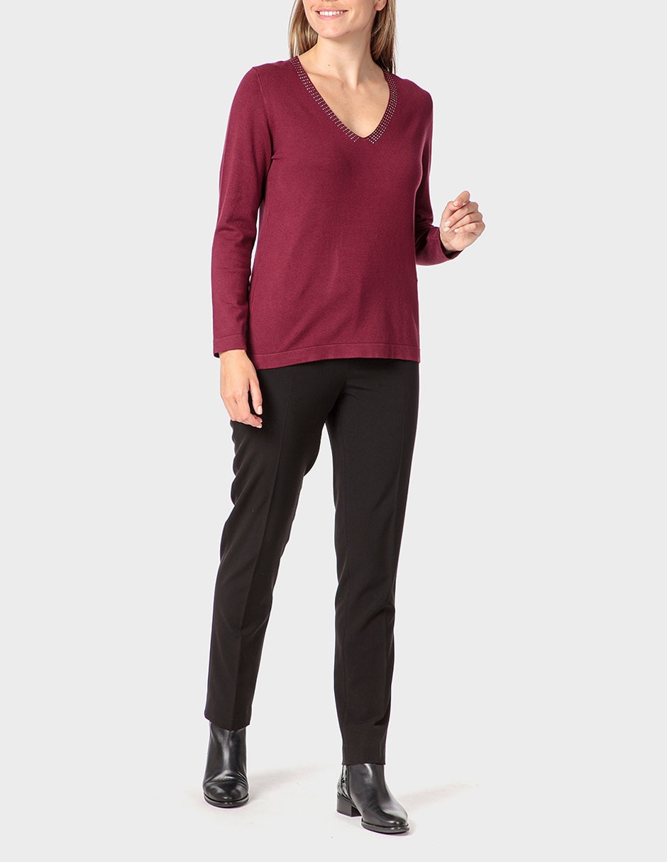 Suéter cuello v para mujer
