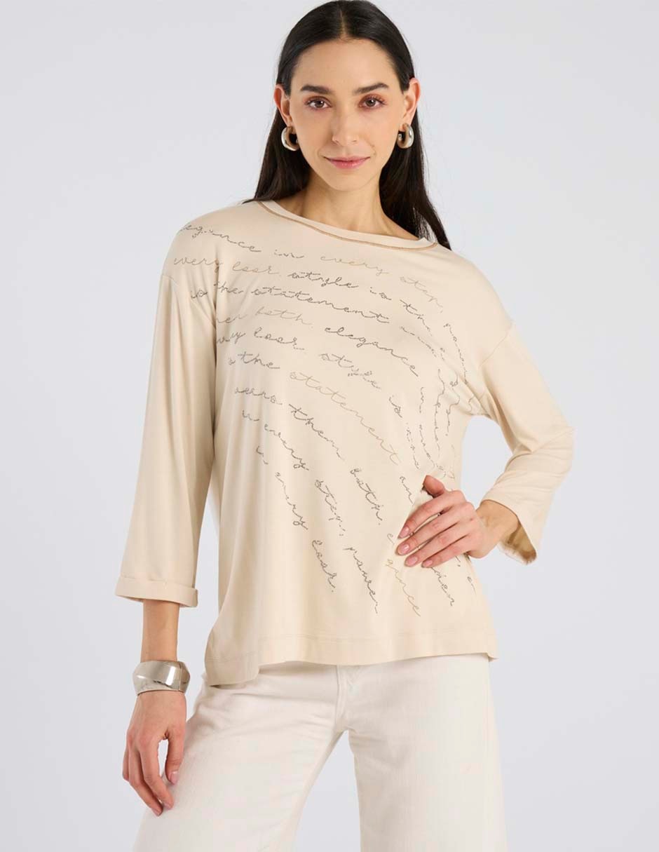 Playera manga 3/4 Punt Roma cuello redondo para mujer