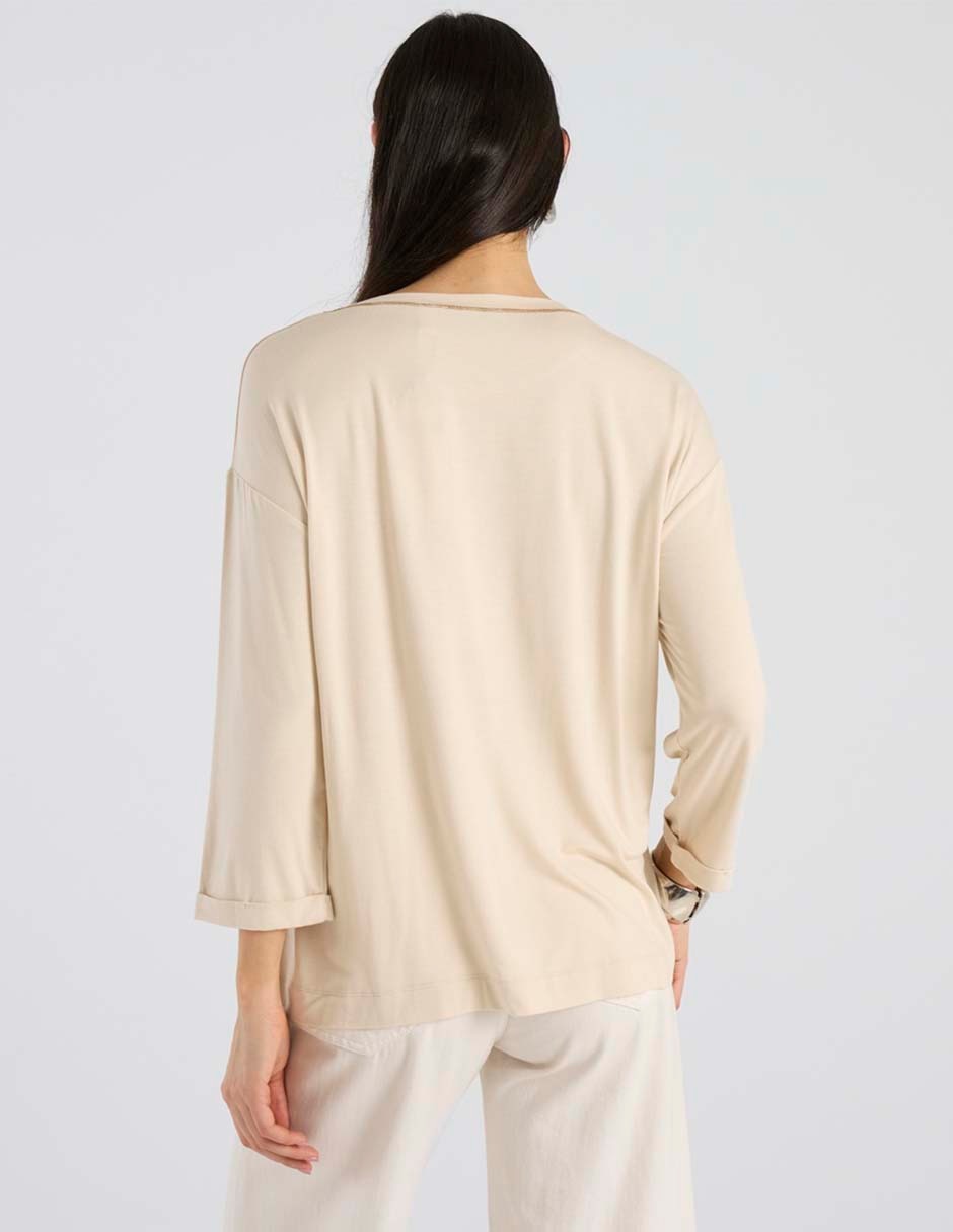 Playera manga 3/4 Punt Roma cuello redondo para mujer