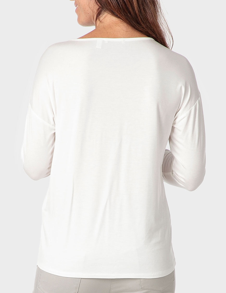 Playera manga larga cuello redondo mujer