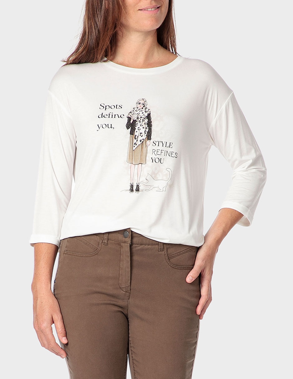 Playera manga 3/4 Punt Roma cuello redondo para mujer