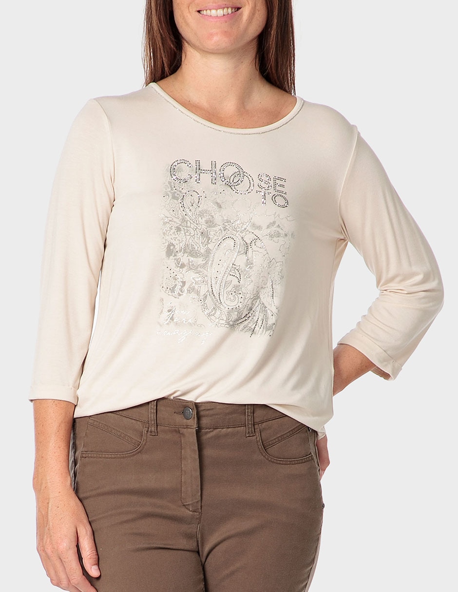 Playera manga 3/4 cuello redondo mujer Playera manga 3/4 cuello redondo mujer