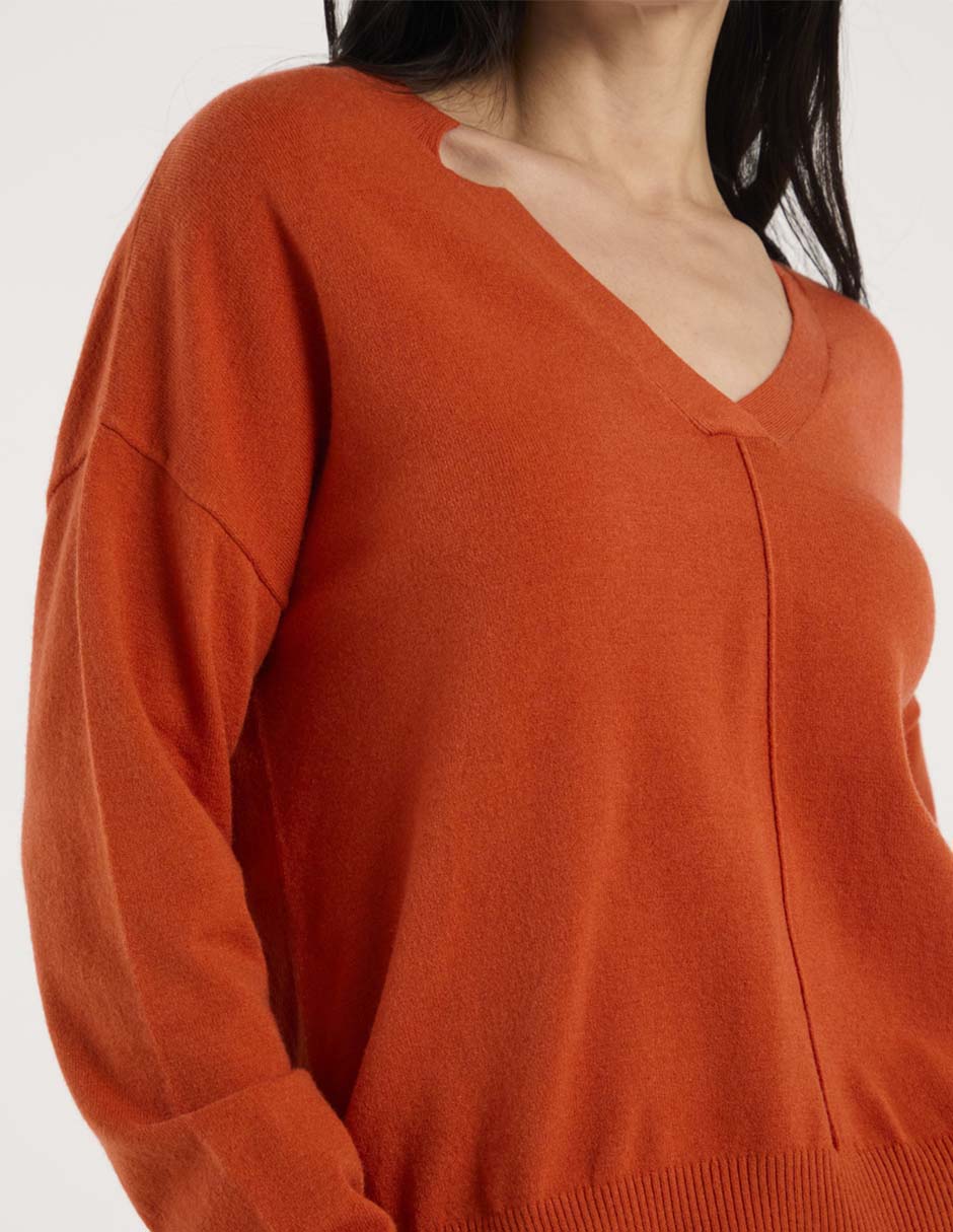 Suéter cuello V para mujer 7