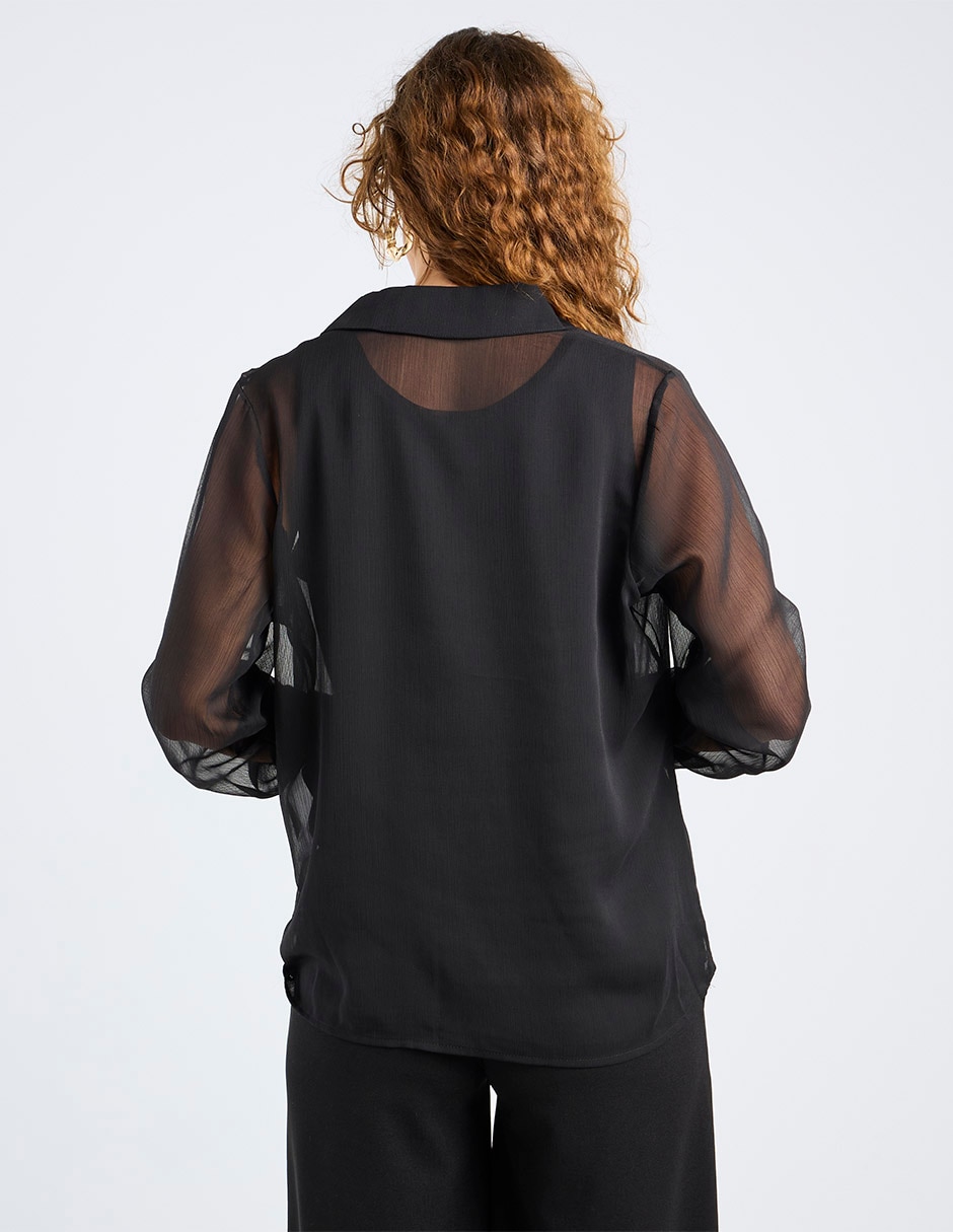 Blusa camisera Punt Roma manga larga para mujer