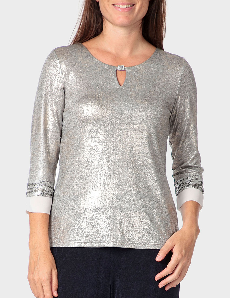 Playera manga 3/4 cuello redondo para mujer Playera manga 3/4 cuello redondo para mujer