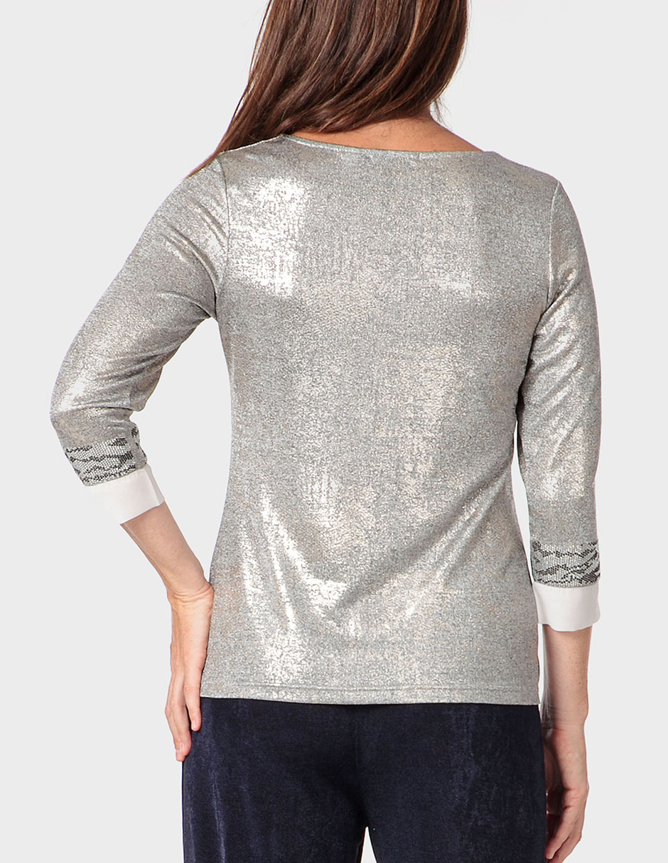 Playera manga 3/4 cuello redondo para mujer 2